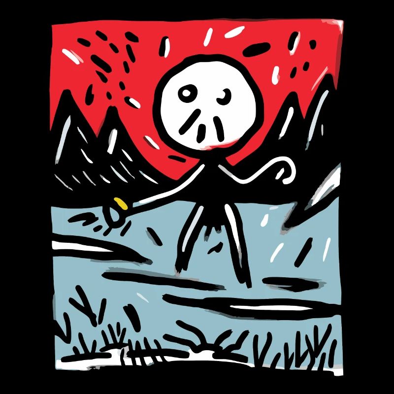 Japan's Red Sun: Mountains and Stick Figures