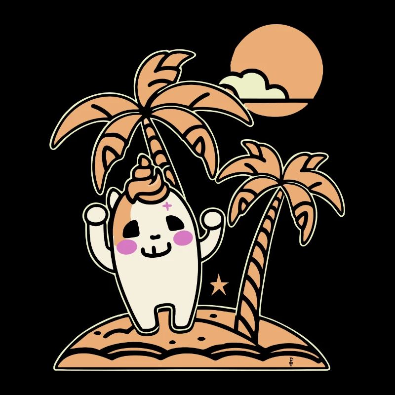 Glücklich auf einer einsamen Insel