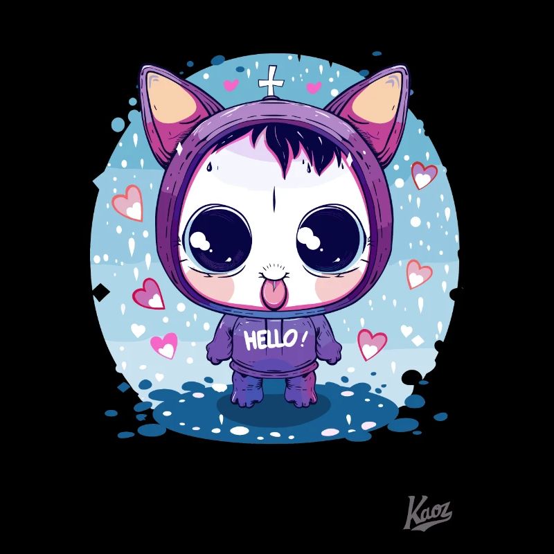 Cartoon Cute Chibi Kitten Bunnies: Hello