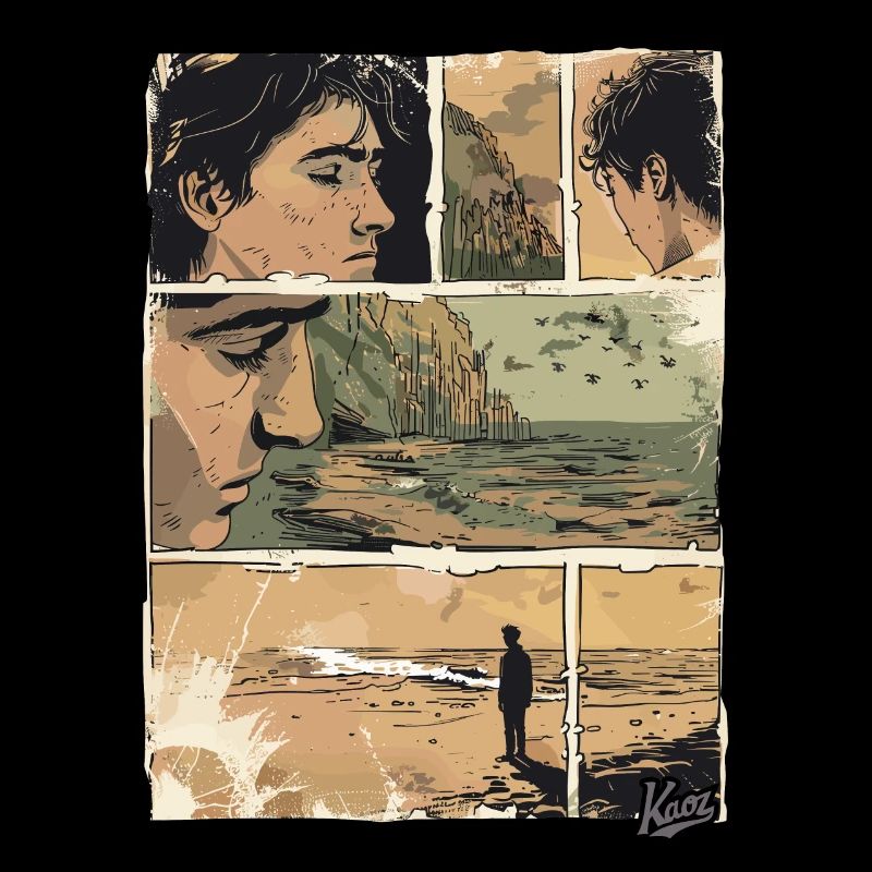 Comic der Einsamkeit am Strand