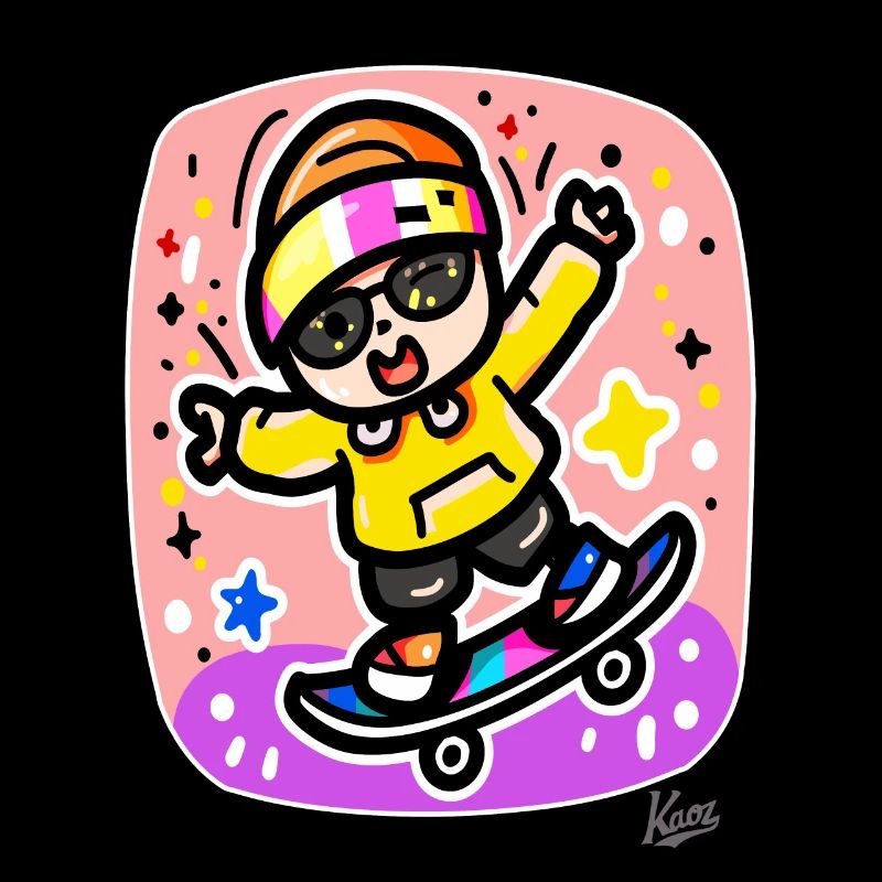 Little skateboarder skating on skateboard