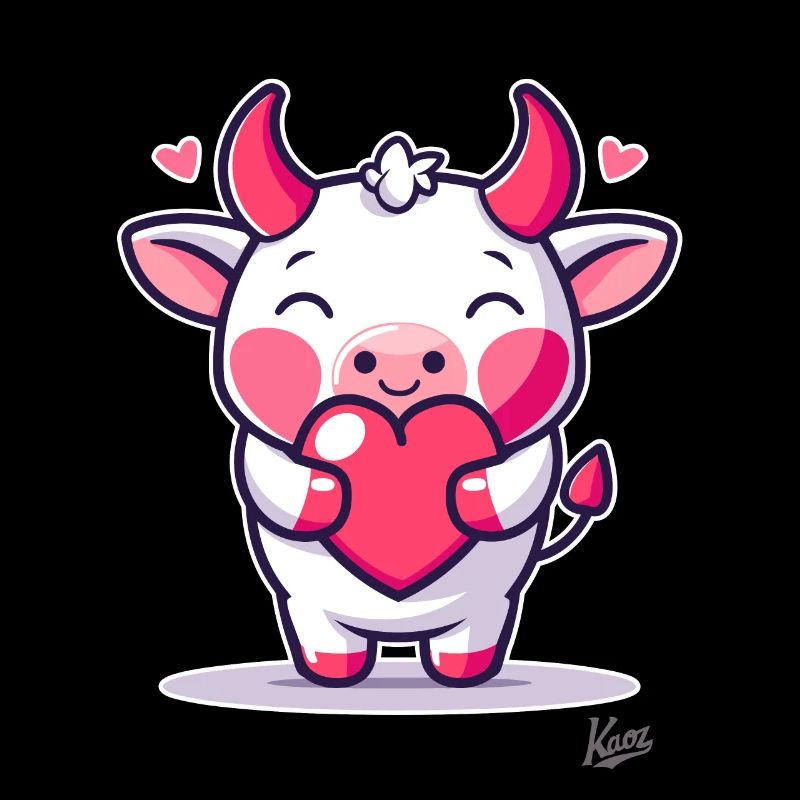 Douce petite vache avec du cœur et de l’amour