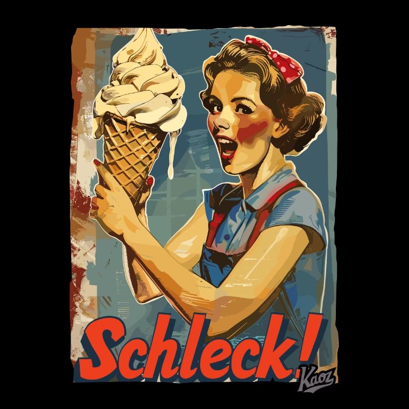 Liebe Dame mit riesigem Waffel-Eis