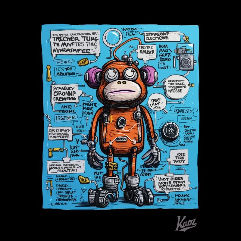 Funny, funky robot monkey