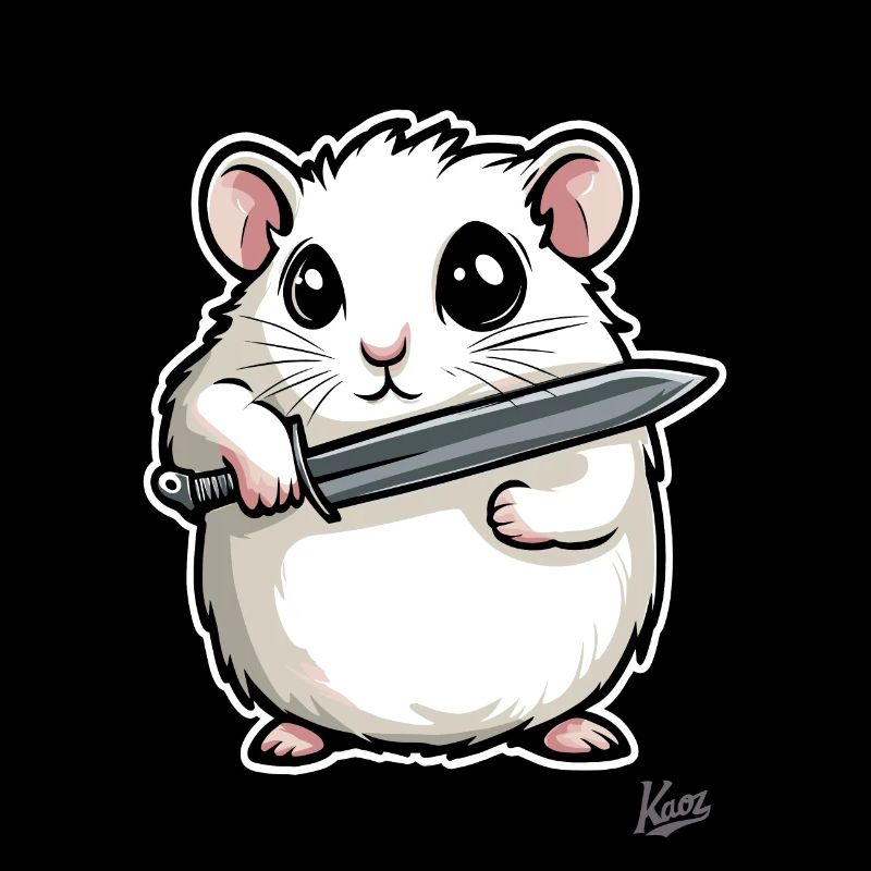 Funny hamster with knife
