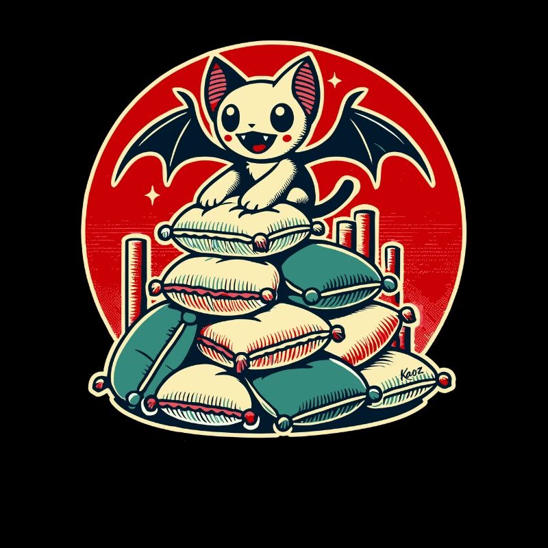 Happy Bat – Sur une pile d’oreillers