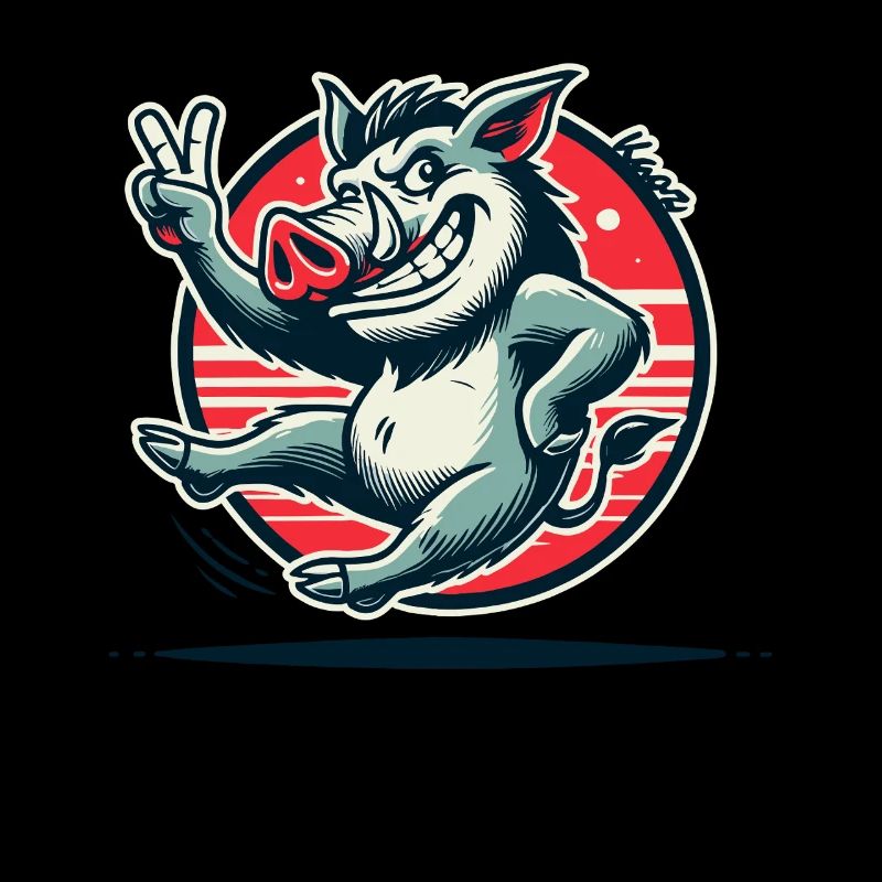 Wild boar with peace sign
