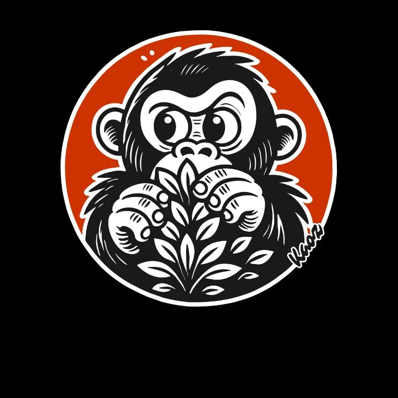 Singe caché : Dessin animé de gorille drôle