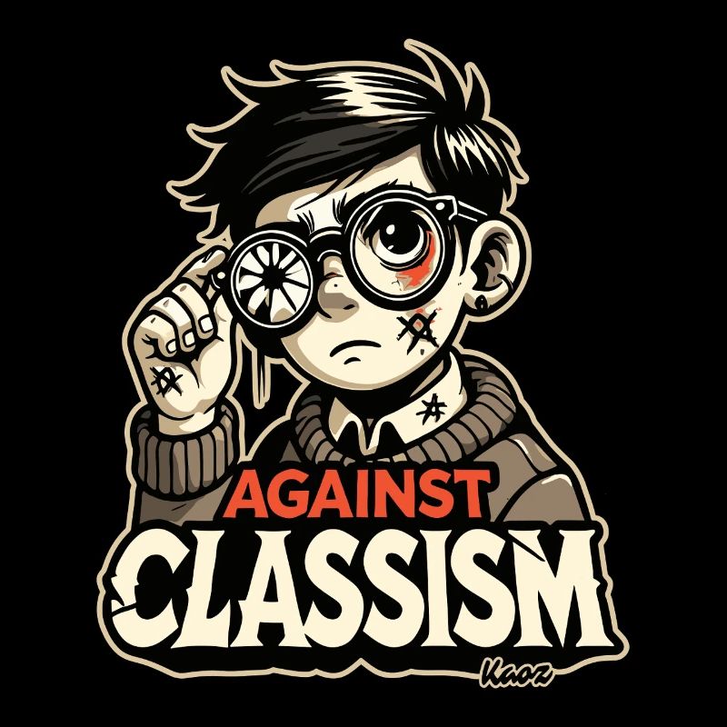 armer Junge mit kaputter Brille: gegen Klassismus