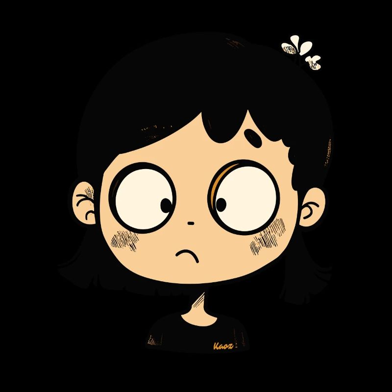 fille de dessin animé réfléchie