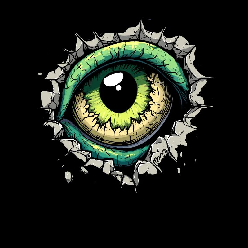 Œil de monstre jetant un coup d’œil à travers le trou dans le mur