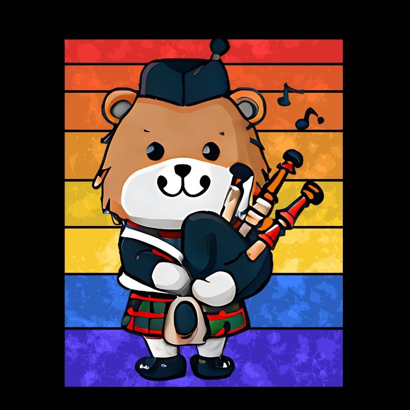 Ours cornemuse écossais