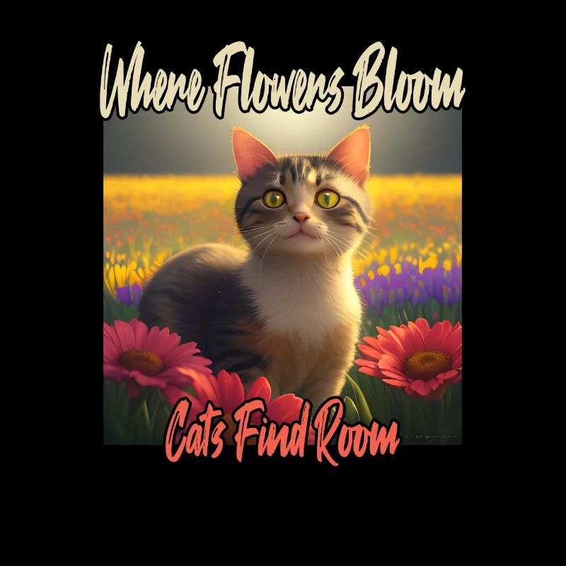 Chat dans la mer de fleurs