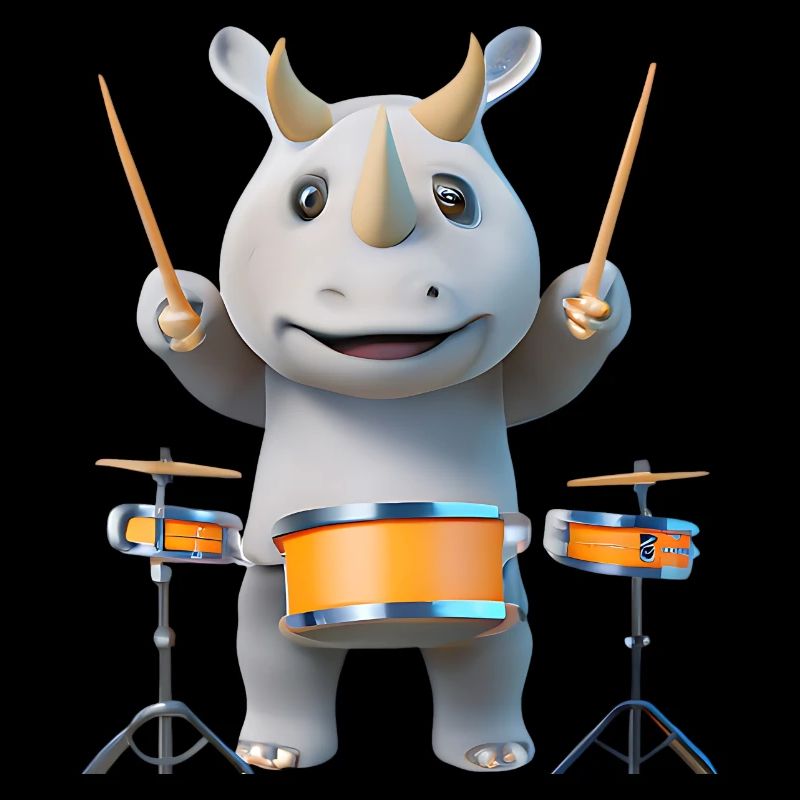 Drum-playing rhinoceros