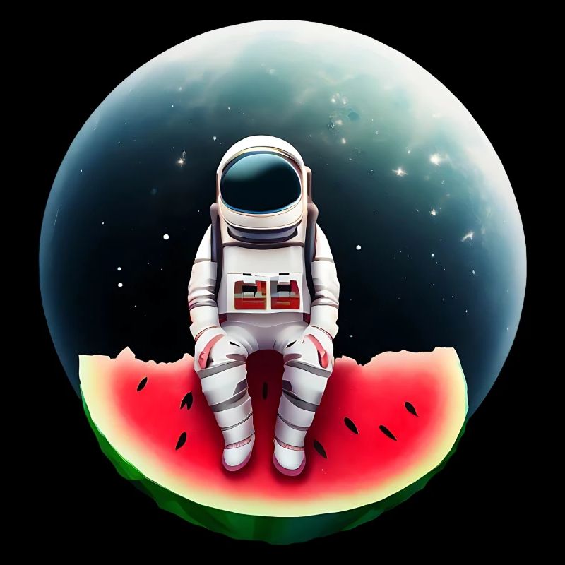 Astronaut on watermelon