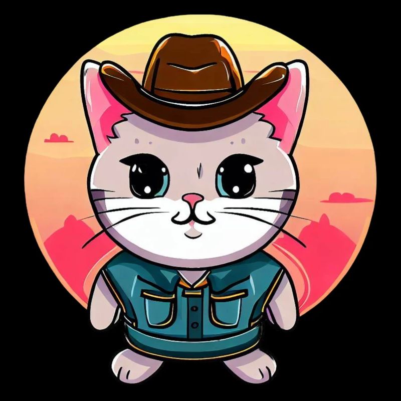 Chat kawaii en costume de cow-boy