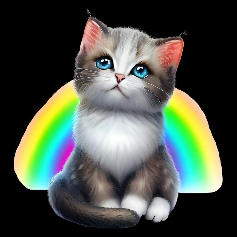 Baby cat under rainbow