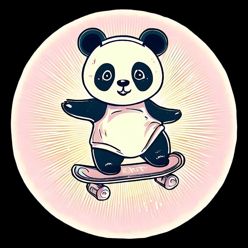 Panda skateboard au coucher du soleil
