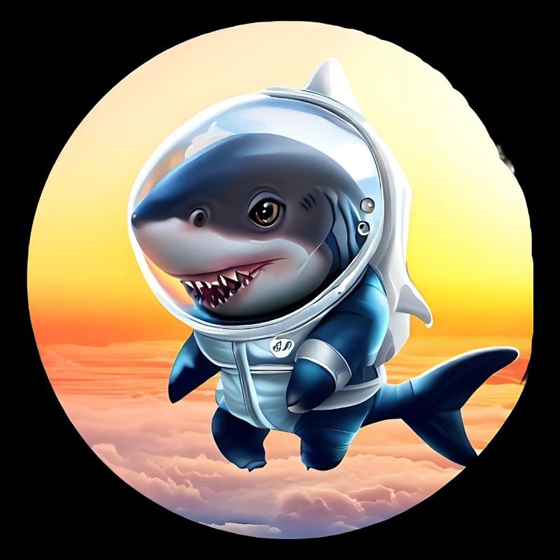 Requin astronaute au coucher du soleil