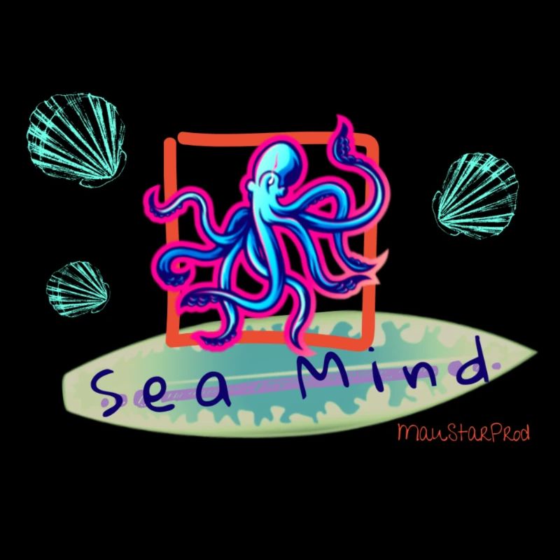 surfing octopus and shells