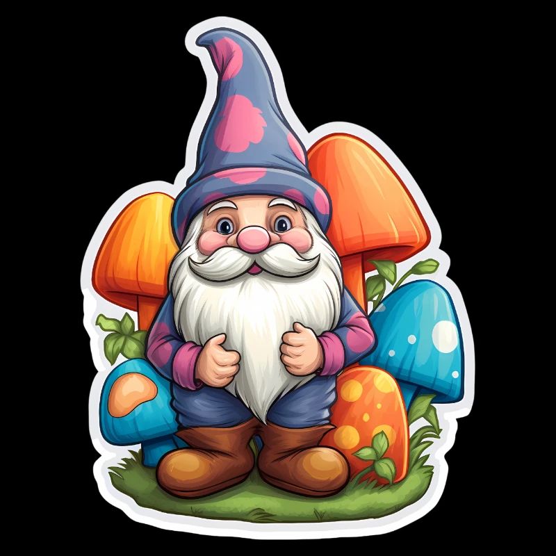Dwarf surrounded by mushrooms