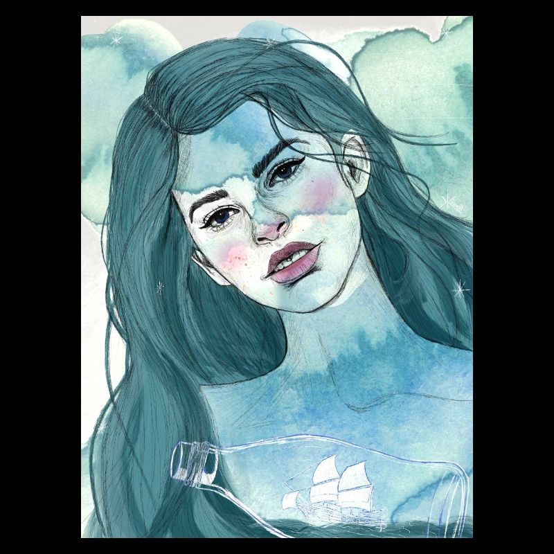 Mädchen mit Flaschenschiff