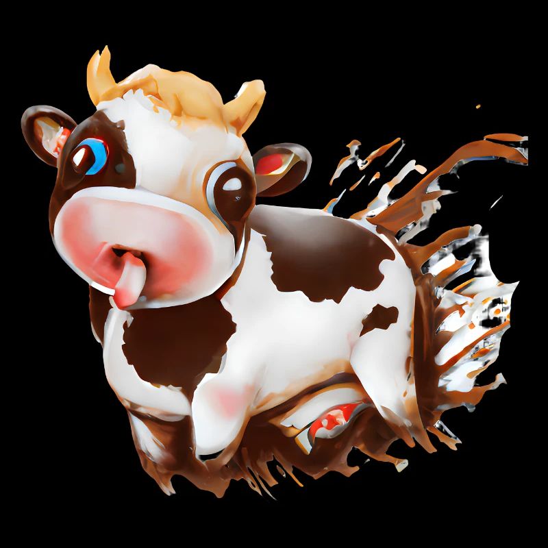 Chocolate cow with cocoa splashes