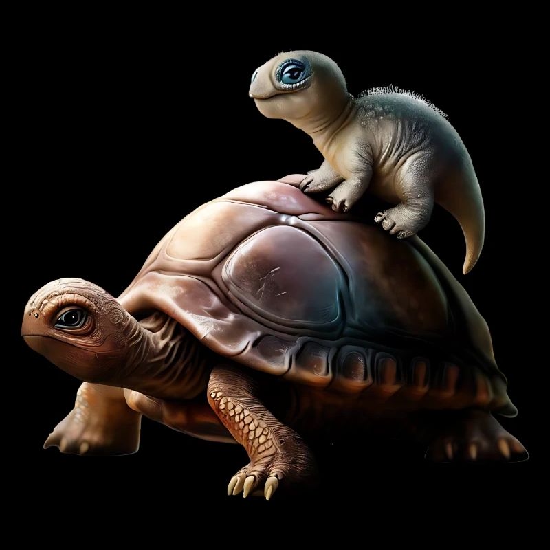Dinosaur on turtle