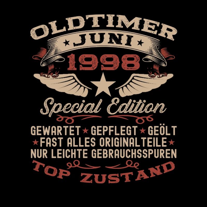 25. Geburtstag Mann Juni Jahrgang 1998 Oldtimer