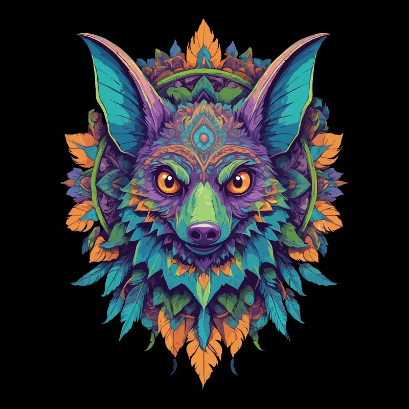 Conception de mandala de renard volant dans un style unique