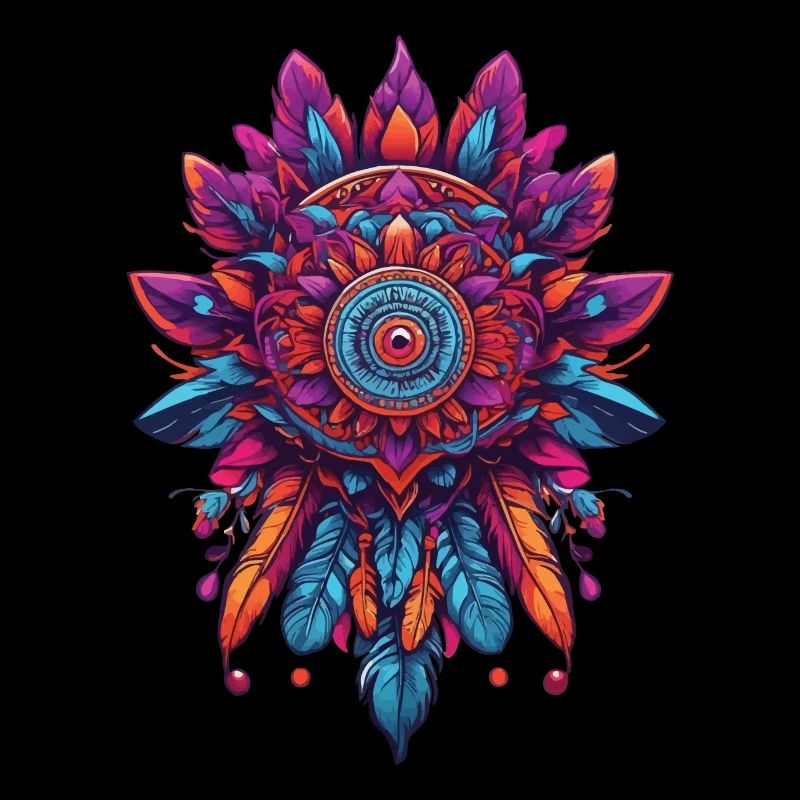 Attrape-rêves de conception spirituelle de mandala de plumes