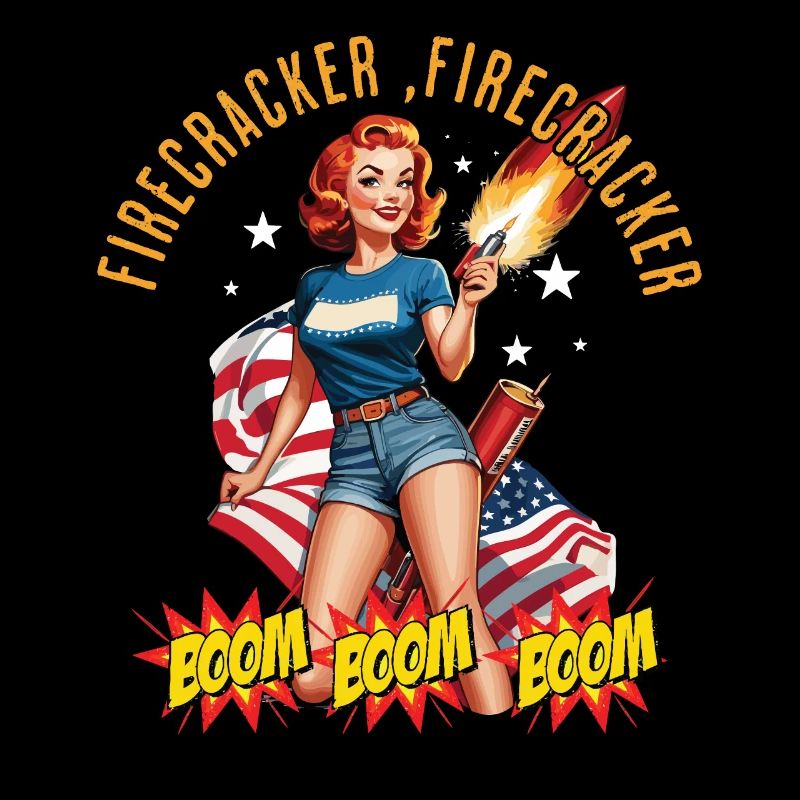 Feuerwerkskörper Mädchen Retro Vintage Design