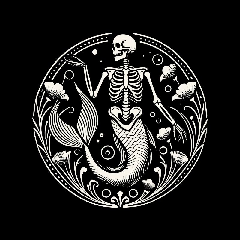 Mystical Skeleton Mermaid Art