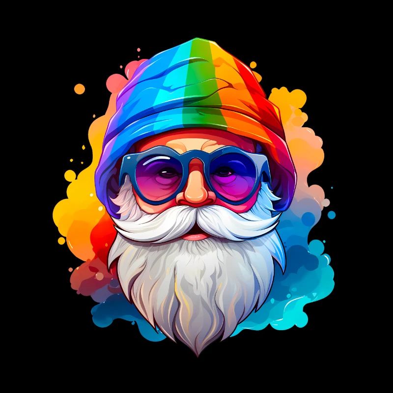 Rainbow gnome with cap and sunglasses