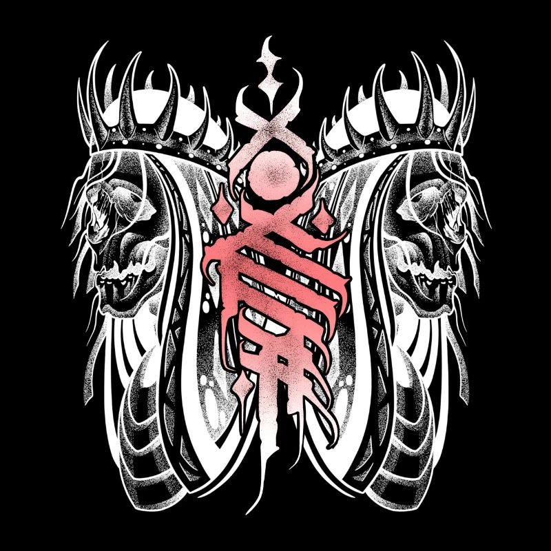 Gothic skull negative style art