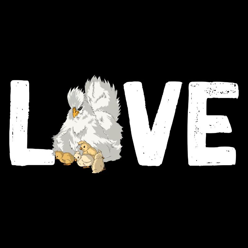 Silk Chicken Love Lettering Design Chickens Chick