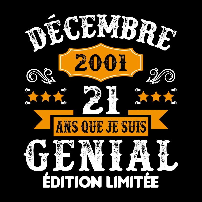 21 Ans Anniversaire Vintage Né(e) en Décembre 2001