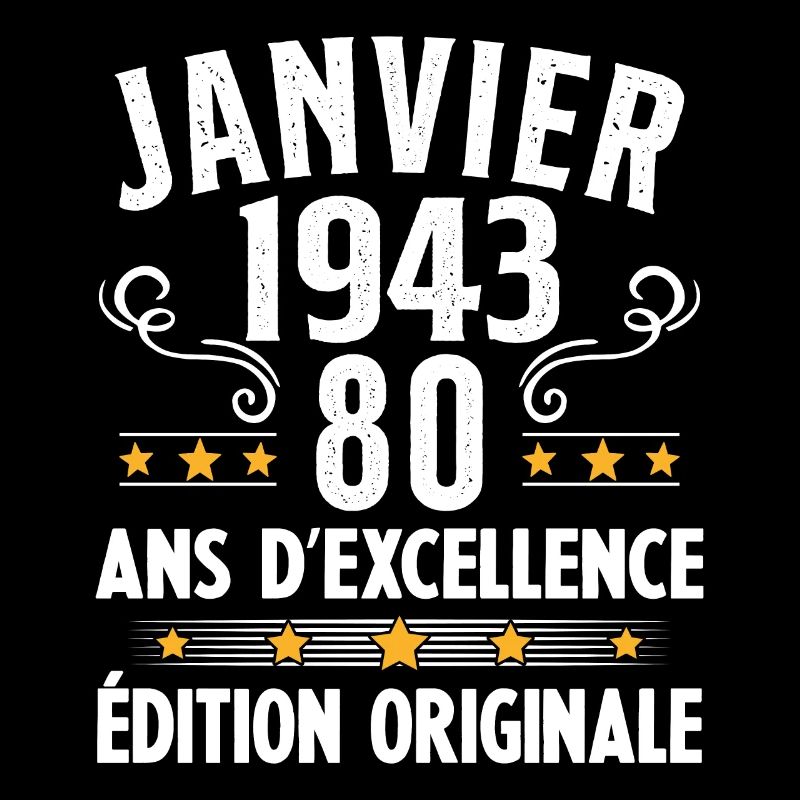 80 Ans Anniversaire Vintage Né(e) en Janvier 1943