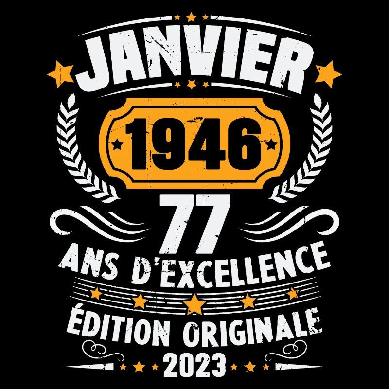 Cadeau D'anniversaire 77 Ans Janvier 1946 Vintage
