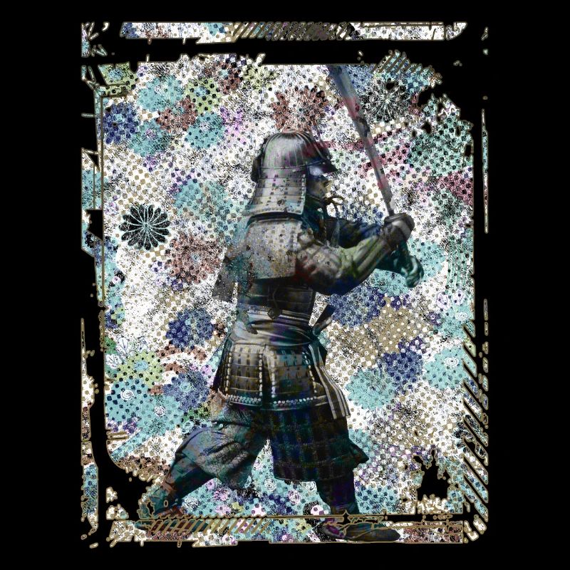 Japanische Samurai Statue Collage Art 92