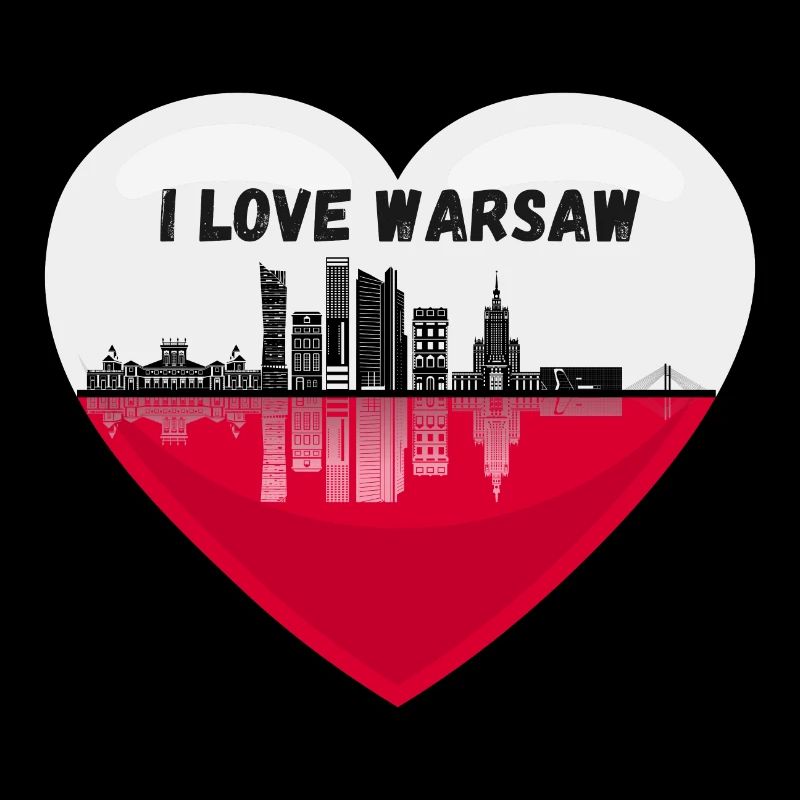 J’adore Varsovie, Pologne drapeau en forme de cœur