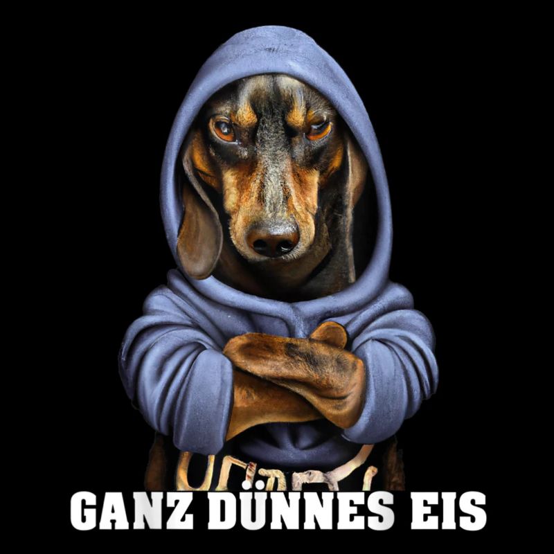 Dackel Hund Dachshund ganz dünnes Eis
