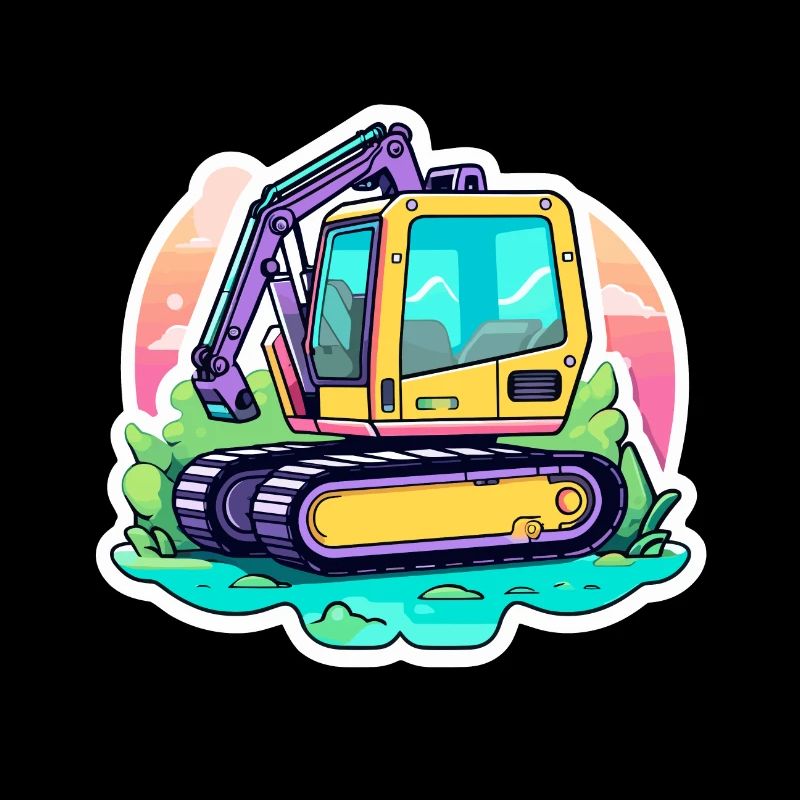 Excavator Construction Site Drawing