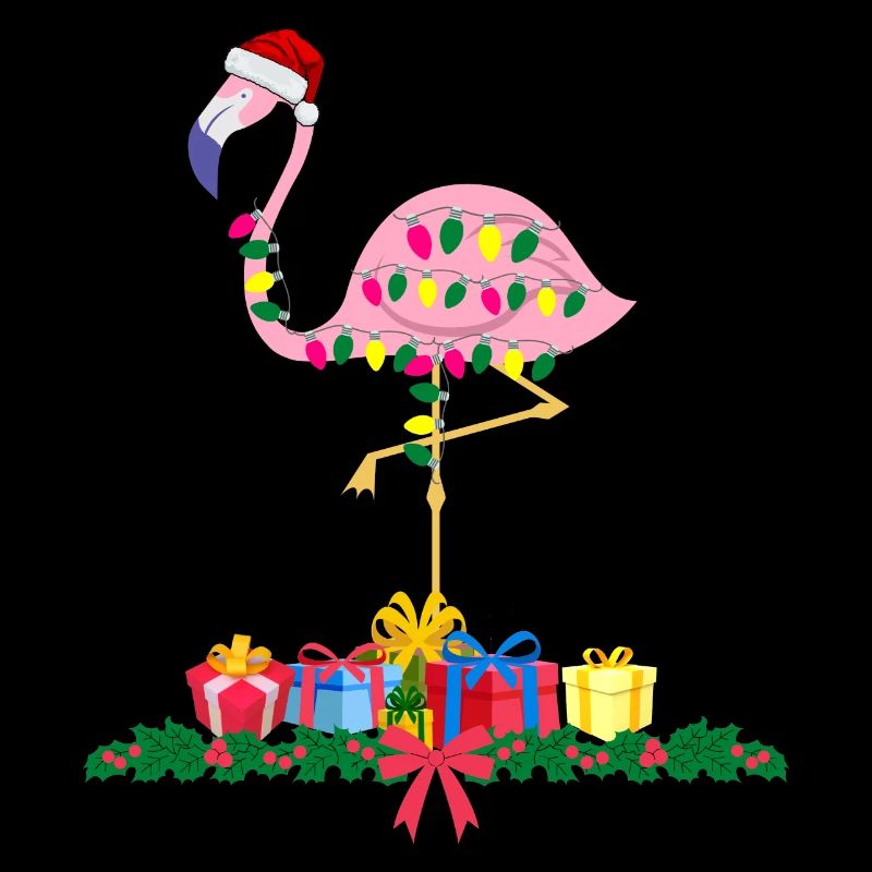 Flamant rose Noël. Cadeau de Noël