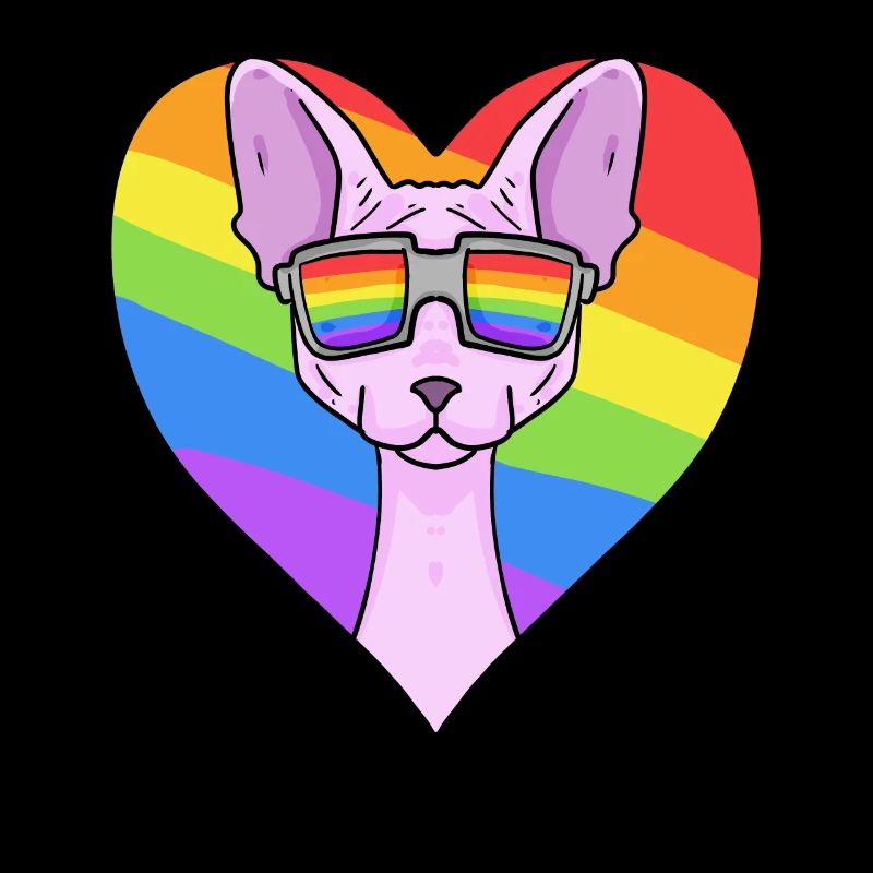Rainbow - Cat Sphynx Cat with Glasses