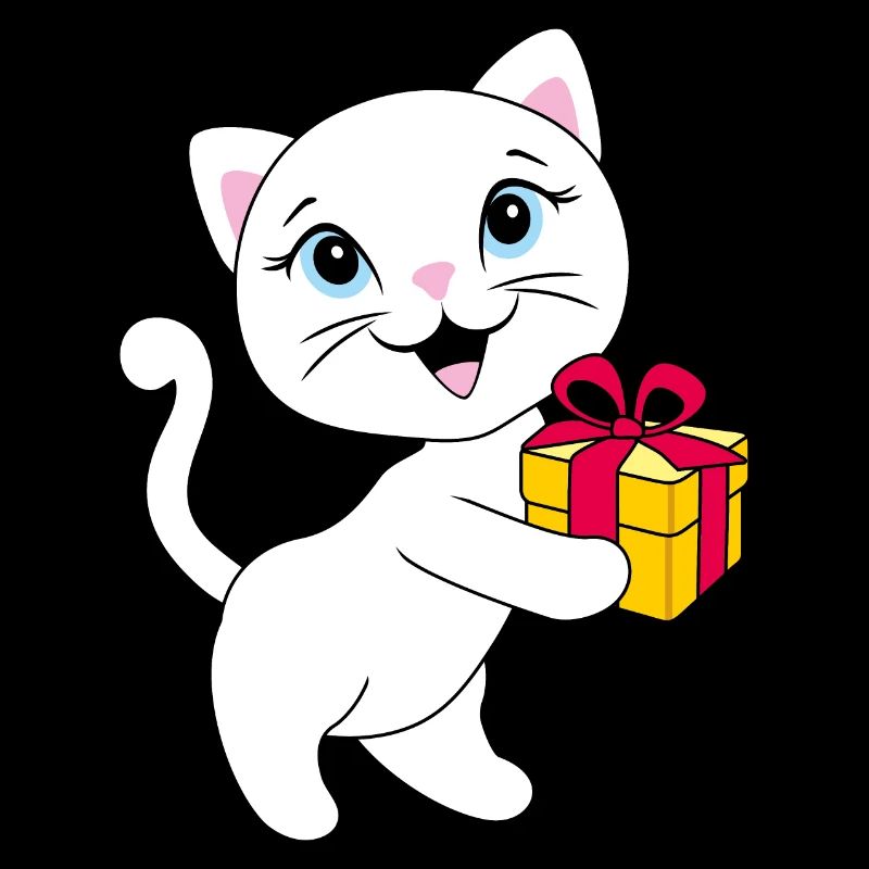 Chaton blanc mignon avec coffret cadeau
