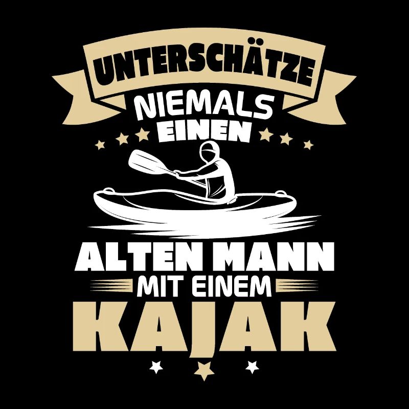 Alten mann mit einem Kajak