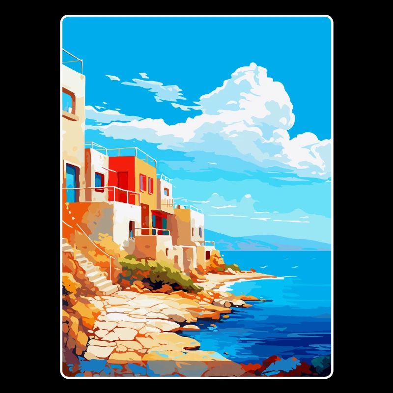 Elafonisos Grèce Affiche de voyage vintage souvenir