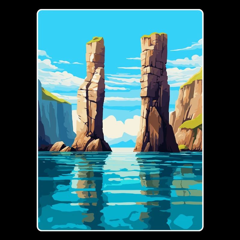 Affiche de voyage vintage Stack Rocks Pembrokeshire