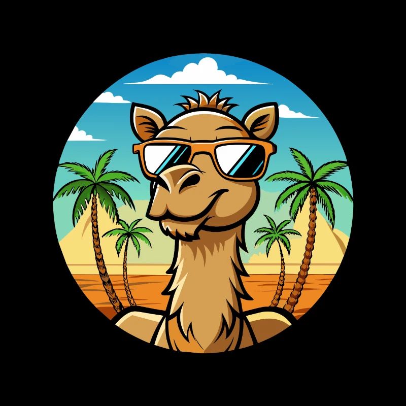 Camel Drôle Dessin Animé Plage D’été Lunettes De Soleil Cool
